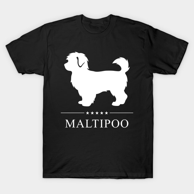 Maltipoo Dog White Silhouette T-Shirt by millersye